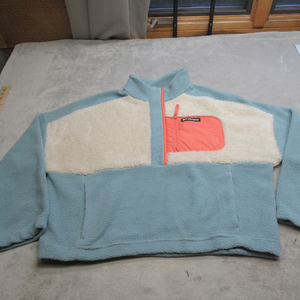 Columbia Sweatshirt Mens? XXL Blue White Fleece Lodge Sherpa Fleece Pullover
